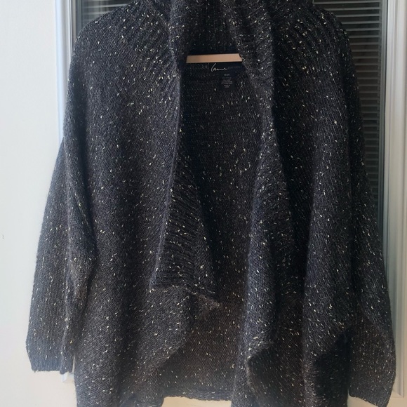 Lane Bryant 18/20 dolman slv charcoal/gold wool acrylic sweater good condition - Picture 3 of 11